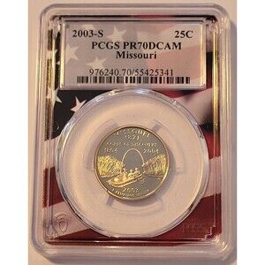 2003 S Clad Missouri State Quarter Proof PR70 DCAM PCGS Flag Frame Holder